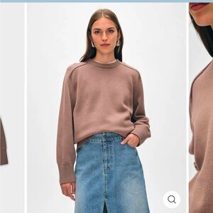 White + Warren - Organic Cotton Saddle Sleeve Crewneck in Mocha